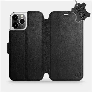 Flipové pouzdro na mobil Apple iPhone 12 Pro - Černé - kožené - Black Leather