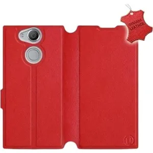 Flip pouzdro na mobil Sony Xperia XA2 - Červené - kožené -   Red Leather