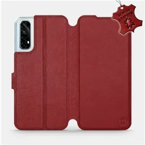 Flipové pouzdro na mobil Realme 7 - Tmavě červené - kožené -   Dark Red Leather