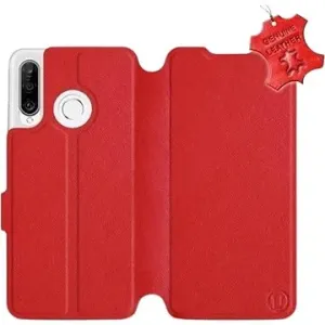 Flip pouzdro na mobil Huawei P30 Lite - Červené - kožené -   Red Leather