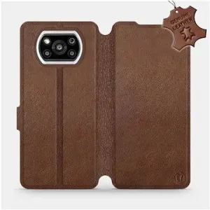 Kožené flip pouzdro na mobil Xiaomi Poco X3 Pro - Hnědé -  Brown Leather