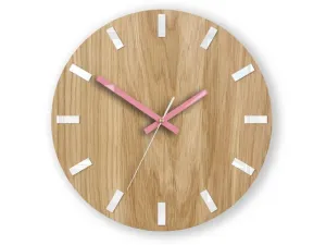 ModernClock Nástěnné hodiny Simple Oak hnědo-růžové