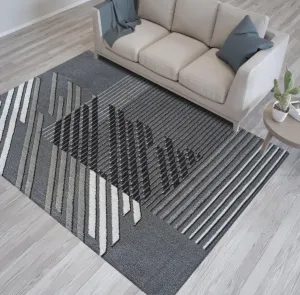 Designový koberec v šedé barvě s pruhy #5264184