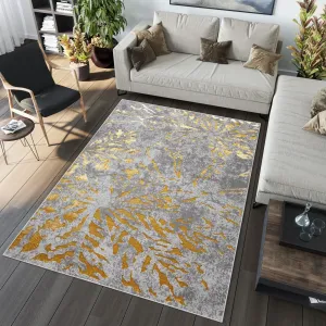 Exkluzivní moderní šedý koberec se zlatým motivem #5621516