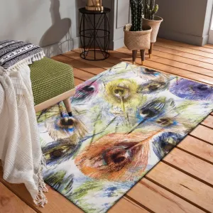 Fenomenální barevný koberec s motivem pavích pírek #3631817