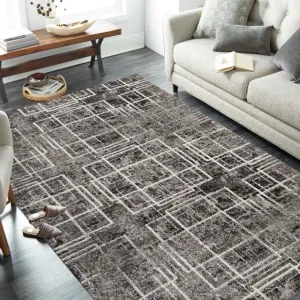 Kvalitní šedý koberec s motivem čtverců #3619710