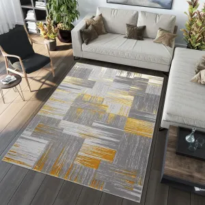 Moderní šedý koberec do obývacího pokoje se zlatým motivem #5643683