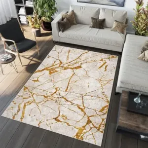 Nadčasový koberec do obývacího pokoje se zlatým motivem #5643688