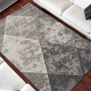 Originální šedý koberec do obývacího pokoje s motivem kosočtverců #3619819