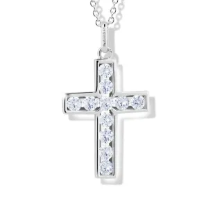 Modesi Nadčasový náhrdelník s kubickými zirkony Křížek M00741 (řetízek, přívěsek)