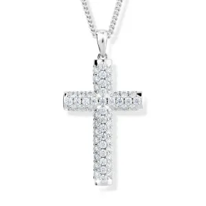 Modesi Třpytivý stříbrný náhrdelník Křížek M00141