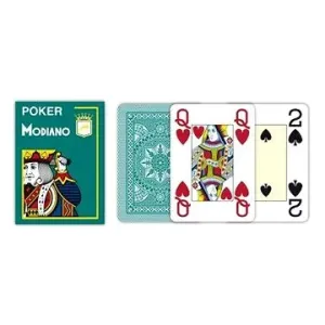 Modiano Texas Poker Size - 4 Jumbo Index - Profi plastové karty - tmavě zelená