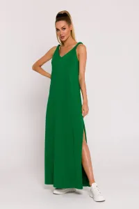 Zelené bavlněné maxi šaty na ramínka M791 #5967319