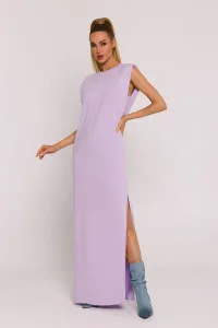 Světle fialové bavlněné maxi šaty M790