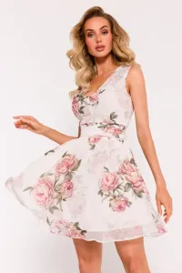 Smetanové květované šaty M782 #6079063