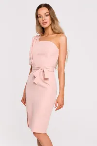 Světle růžové midi šaty M673 #1831564