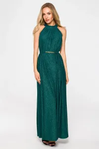 Tmavě zelené třpytivé šaty M721 #1833469