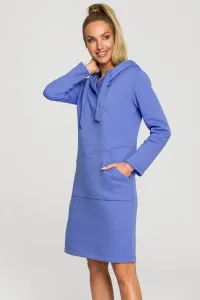 Modré mikinové midi šaty M695 #1833111