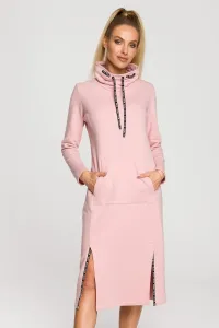 Světle růžové mikinové midi šaty M688 #1819847