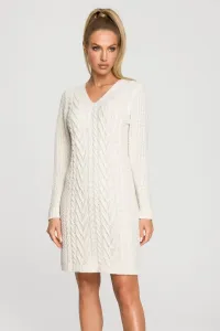 Smetanové svetrové šaty M713 #1833310