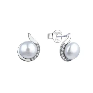 MOISS Elegantní stříbrné náušnice s perlami a zirkony E0001852 #5459164