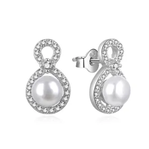 MOISS Nádherné stříbrné náušnice s perlami a zirkony E0003120 #5459185