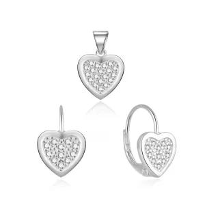MOISS Romantická stříbrná sada šperků Srdce S0000272 (přívěsek, náušnice)