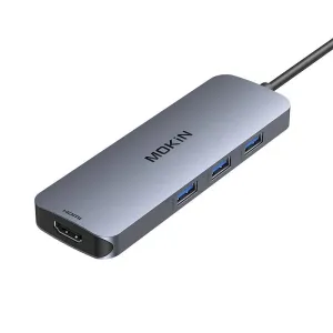Adaptér Hub MOKiN 8v1 USB-C na 2x 4K 60Hz HDMI + USB-C + 3x USB 3.0 + SD + Micro SD (stříbrný)