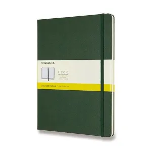 Zápisník Moleskine VÝBĚR BAREV - tvrdé desky - XL, čtverečkovaný 1331/11193 - Zápisník Moleskine - tvrdé desky tm. zelený + 5 let záruka, pojištění a dárek ZDARMA