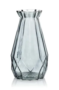 Mondex Skleněná váza Serenite 25 cm nebeská šedá