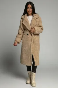 Béžový prodloužený plyšový kabát Moira #5444006