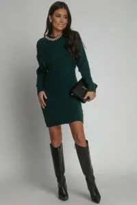 Tmavě zelený svetrový komplet šaty + pulovr Martha #5487899