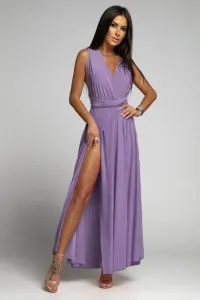 Světle fialové dlouhé šaty na zavazování Betty #6052531