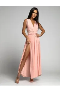 Světle růžové dlouhé šaty na zavazování Betty #4228993