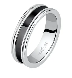 Morellato Luxusní ocelový prsten s černým detailem Motown SALS65 61 mm