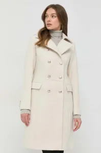 Kabát s příměsí vlny Morgan béžová barva, přechodný, dvouřadový