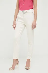 Kalhoty Morgan dámské, béžová barva, jednoduché, high waist #4946287