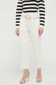 Kalhoty Morgan dámské, béžová barva, jednoduché, high waist #4946289
