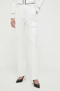 Kalhoty Morgan dámské, béžová barva, jednoduché, high waist #5161155