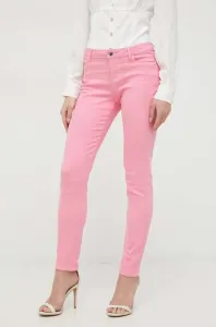 Kalhoty Morgan dámské, růžová barva, přiléhavé, high waist