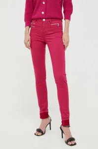 Kalhoty Morgan dámské, růžová barva, přiléhavé, medium waist
