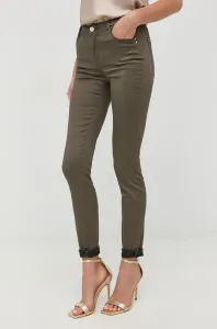 Kalhoty Morgan dámské, zelená barva, jednoduché, high waist #2053724