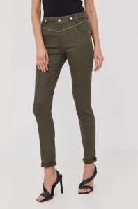 Kalhoty Morgan dámské, zelená barva, přiléhavé, medium waist #4862082