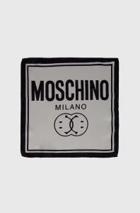Hedvábný kapesníček Moschino x Smiley šedá barva