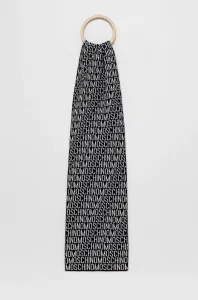 Vlněná šála Moschino černá barva, vzorovaná