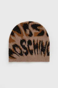 Čepice Moschino hnědá barva, z tenké pleteniny #1958738