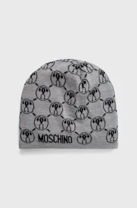 Čepice Moschino šedá barva, z tenké pleteniny, vlněná #1959022