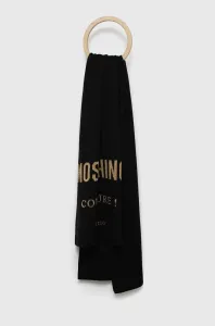 Šátek z vlněné směsi Moschino černá barva, vzorovaný #2044987