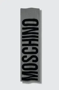 Šátek z vlněné směsi Moschino šedá barva, vzorovaný #5684200
