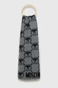 Šátek z vlněné směsi Moschino šedá barva, vzorovaný #2044988